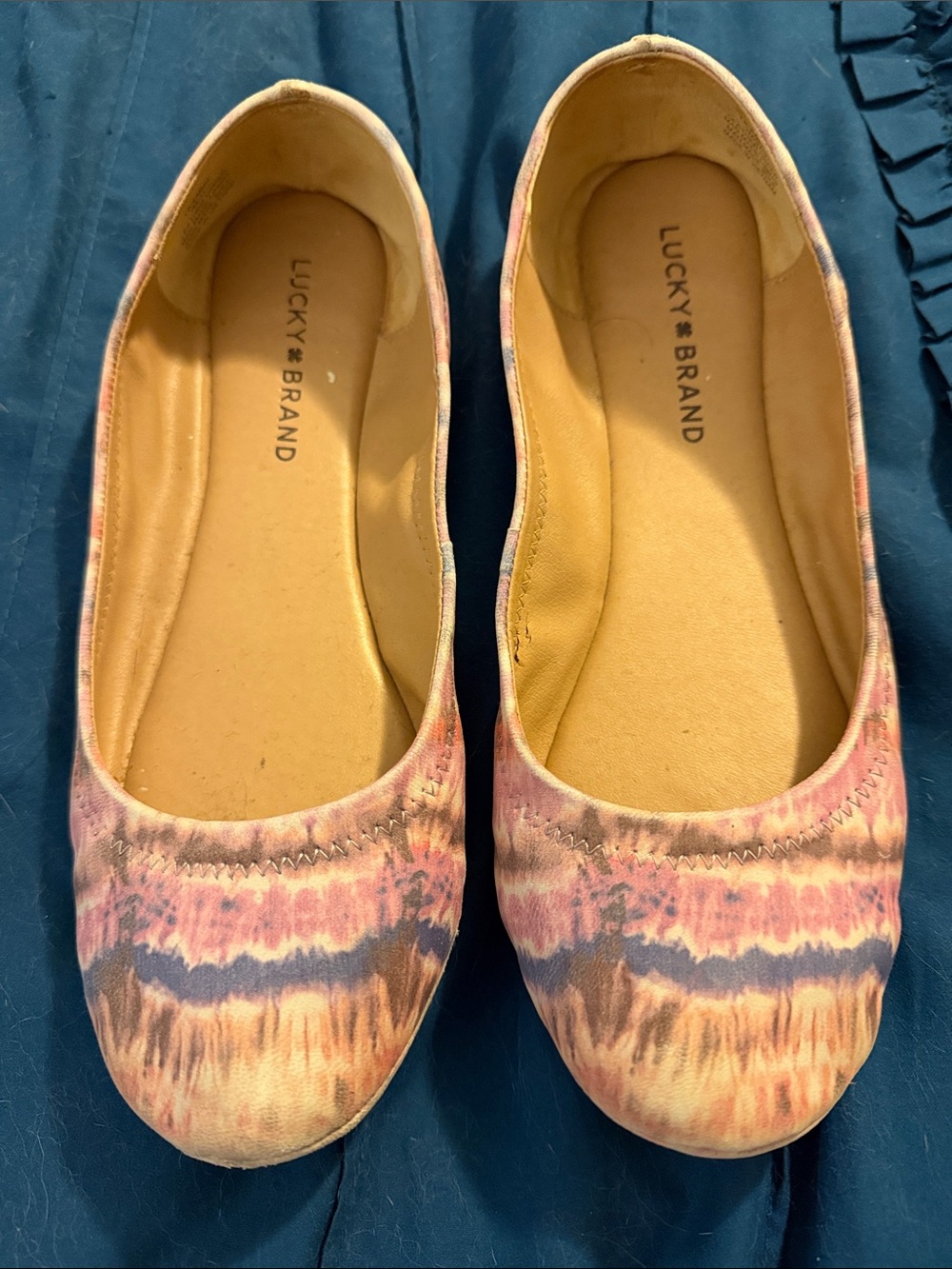 Lucky Brand Pink and Blue Tie-Dye Ballet Flats